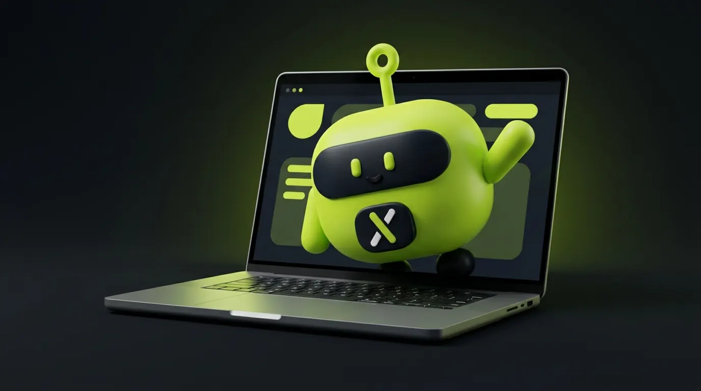 Pomi, el asistente de Pomax Tech, saluda desde la pantalla de una notebook